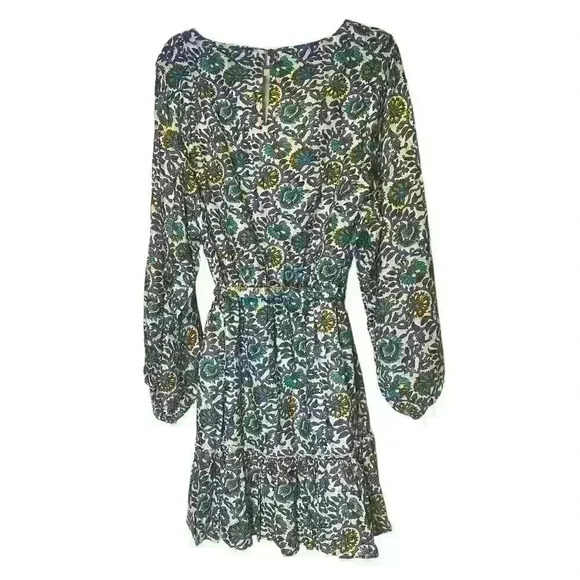 Oliphant Napa Olive Balloon Sleeve Belted Mini dress with gold sparkles - Picture 3 of 7